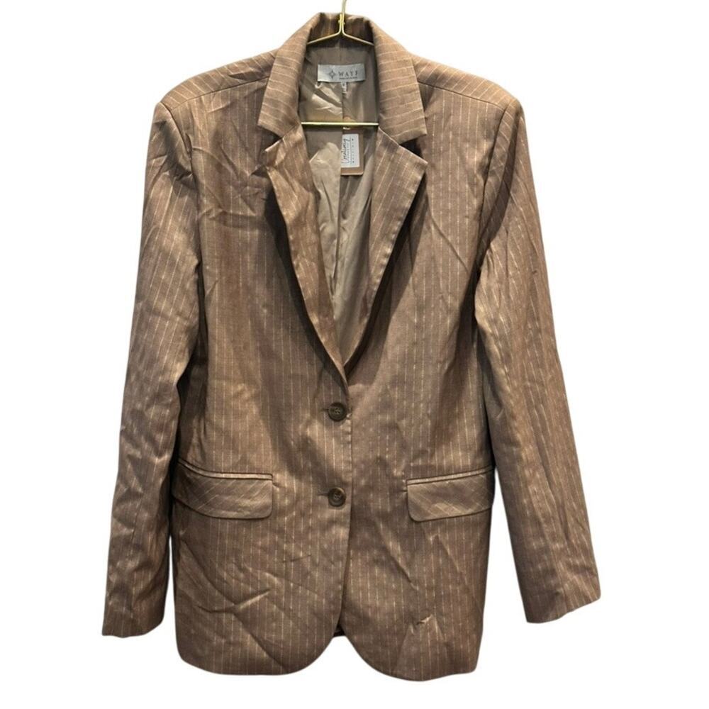WAYF – Vesper Double-Breasted Satin Blazer – Charcoal – Size Small